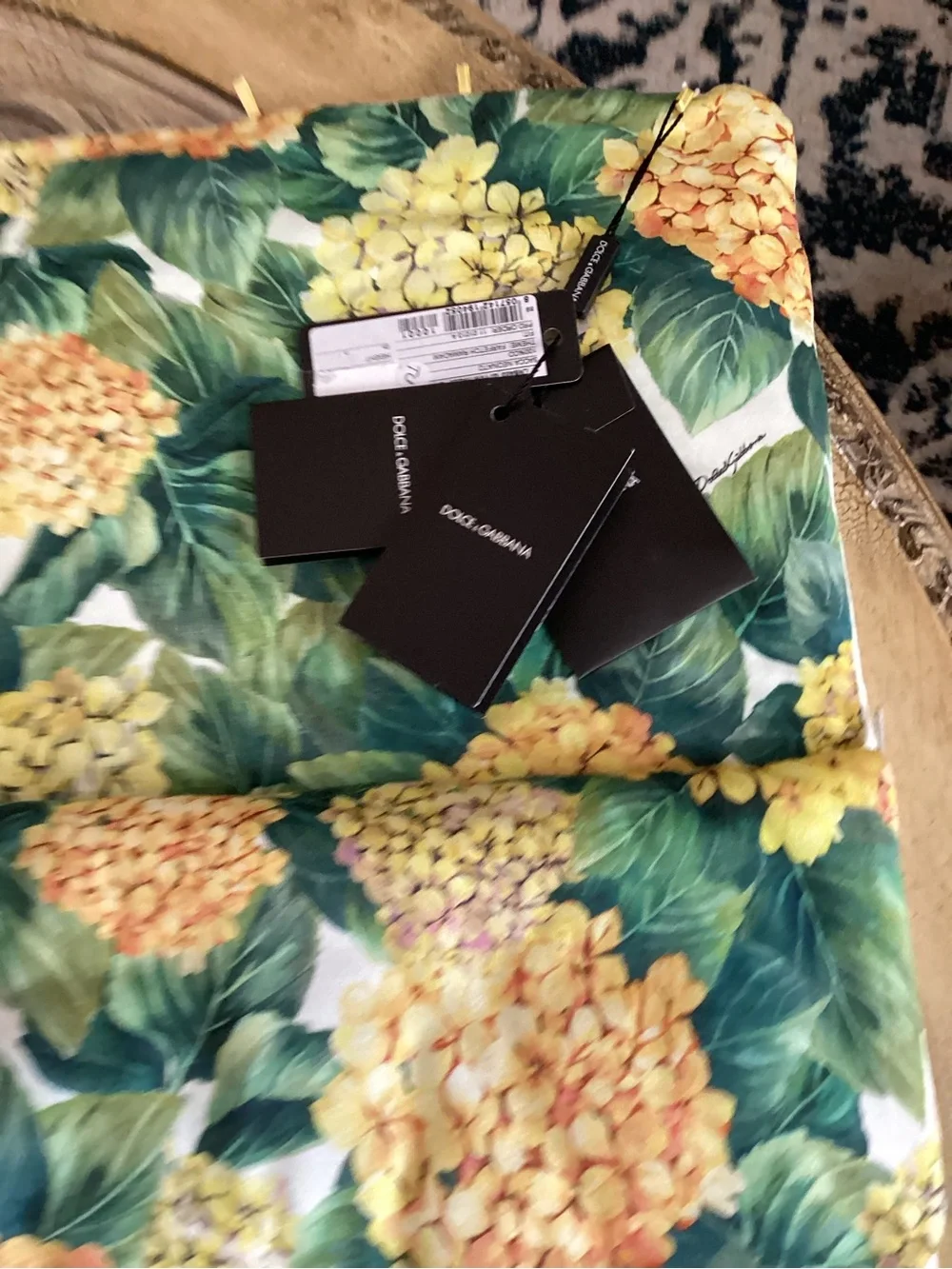 Dolce & Gabbana White and Yellow and Green Floral Kids Sleeping Bag